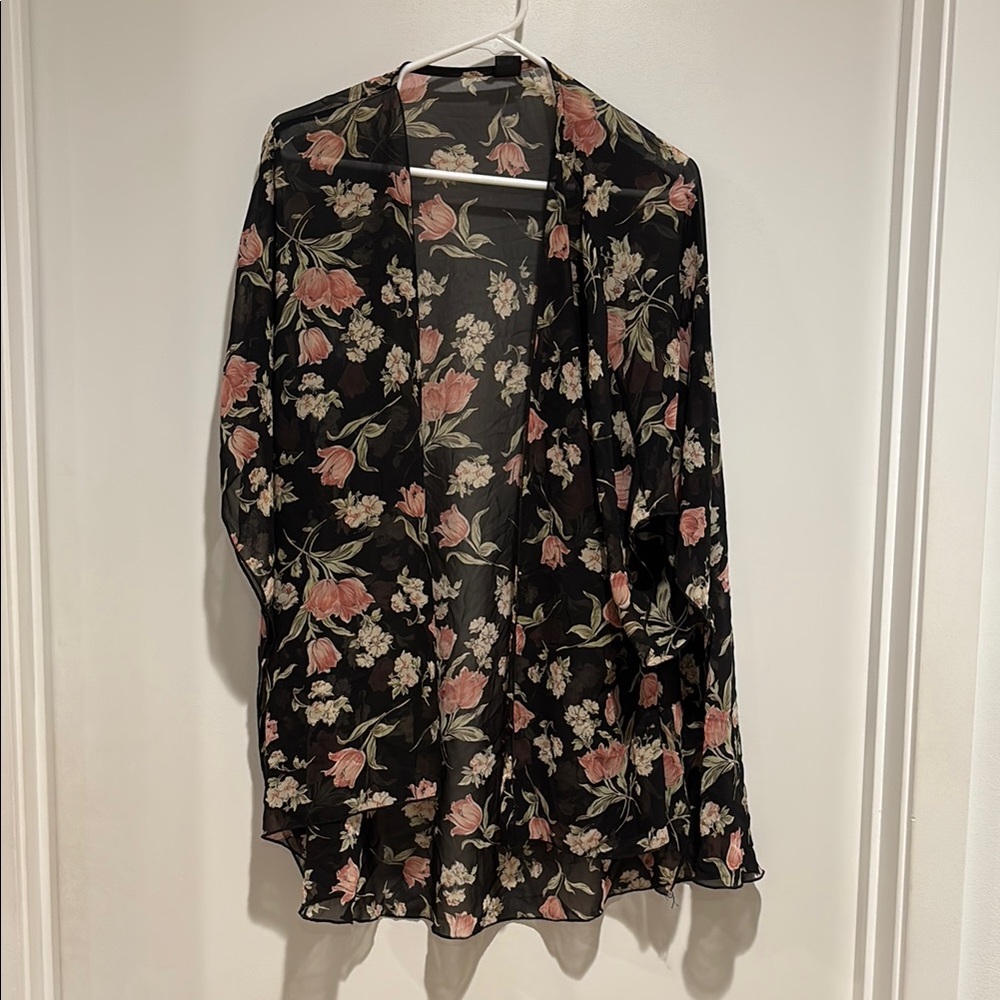 Floral Black Sheer kimono Tunic